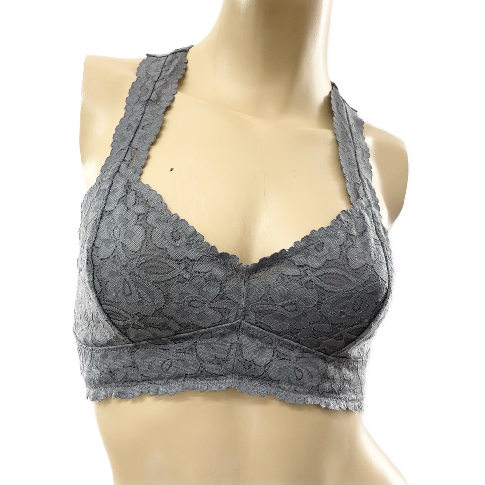 Free people- grey lace Galoon racer back bralette- small